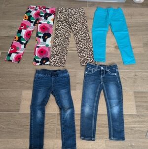 Kids Jeans Set In Size 7 - Floral, Leopard, Turquoise, and Denim